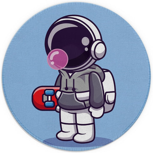 Mouse Pad?Cute Astronaut Holding Skateboard Cartoon Style Funny Round Mousepad?Small Non-Slip Rubber Gaming Pads?Office Dorm Computer Laptop Mouse...