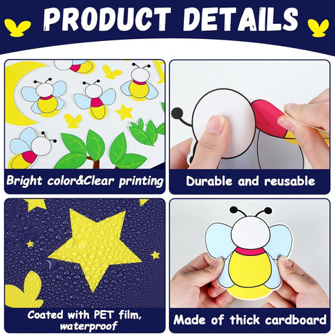90pcs Firefly Bulletin Board Classroom Decorations Set Glowworm Tree DIY Craft Cutouts for Posting Photo Let Your Light Shine Cutout for School Cl...