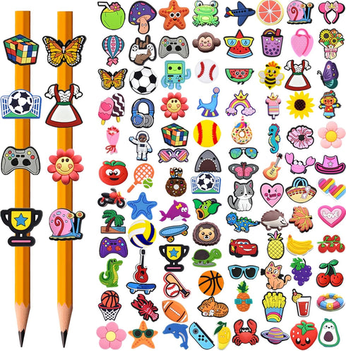 100PCS Pencil Toppers,Cute Pencil Charms for Kids classroom prizes elementary Pencil Decorations for School Supplies, Classroom Rewards Kids Incen...