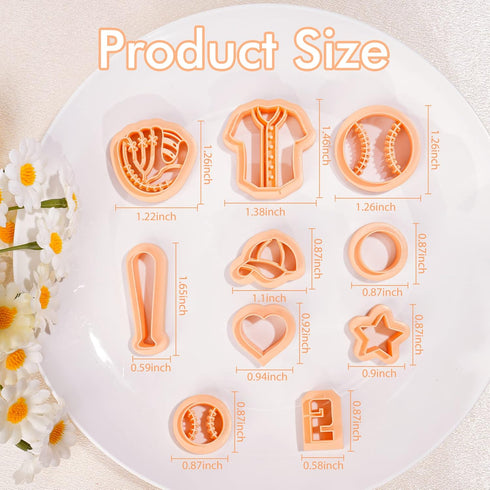 Puocaon Baseball Jersey Clay Cutters - 10 Pcs Baseball Bat Sports Clay Cutters for Polymer Clay Earrings Making, Baseball Glove Clay Cutters for E...