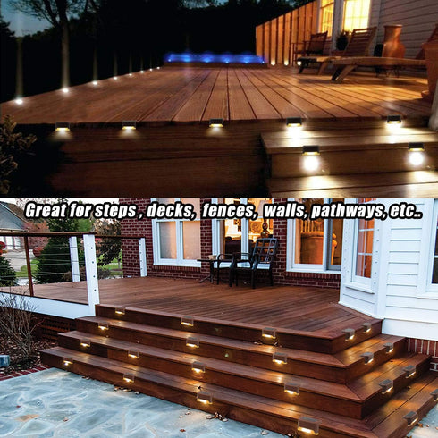 Solar Deck Lights Outdoor 8 Pack, Solar Lights Outdoor for Patio Brown Solar Step Lights LED Waterproof Lighting for Outdoor Stair, Deck,Patio,Yar...