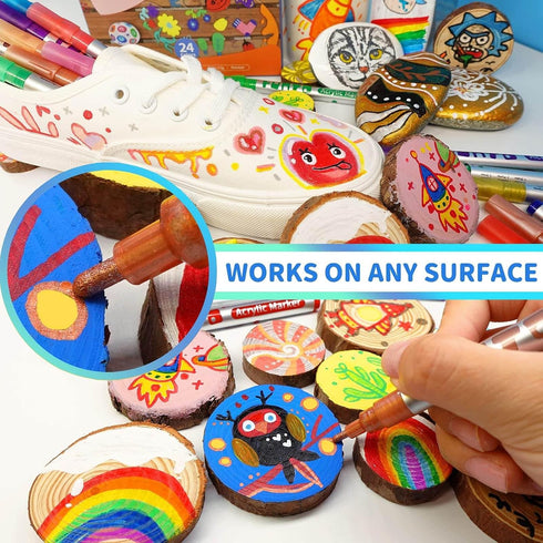 Funto Acrylic Paint Pens for Rock Painting, Fabric, Wood, Canvas, Metal, Ceramic, Glass, 12 Colors Paint Marker Set, Non-Toxic, Quick Drying...