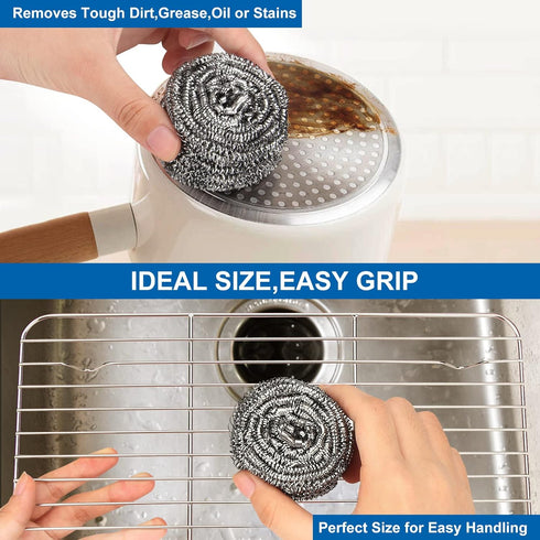 6 Pack Stainless Steel Scrubber, Steel Wool Srubber for Scouring Stubborn Messes from Pots and Pans, Stoves,Broiler Racks,Grills and More...
