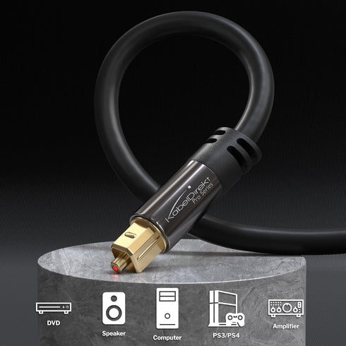 TOSLINK Cable, Optical Audio Cable – 6 feet Short Fiber Optic Cable for soundbars (TOSLINK to TOSLINK, Digital S/PDIF Cable, Stereo Systems/amplif...