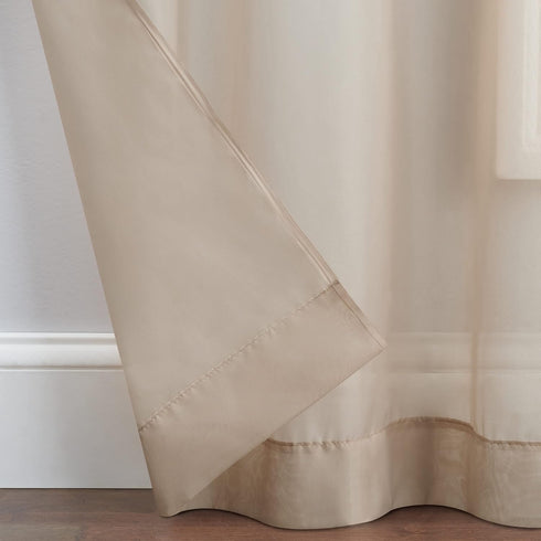 Pairs to Go Victoria Voile Modern Sheer Rod Pocket Window Curtains for Living Room (2 Panels), 59 in x 95 in, Taupe...