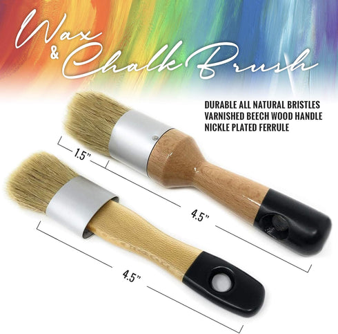 Chalk Furniture Paint Brushes for Furniture Painting, Milk Paint, Wax, Stencil Brushes, Home Furniture Paint - 2 Piece Round Chalked Paint Brushes...