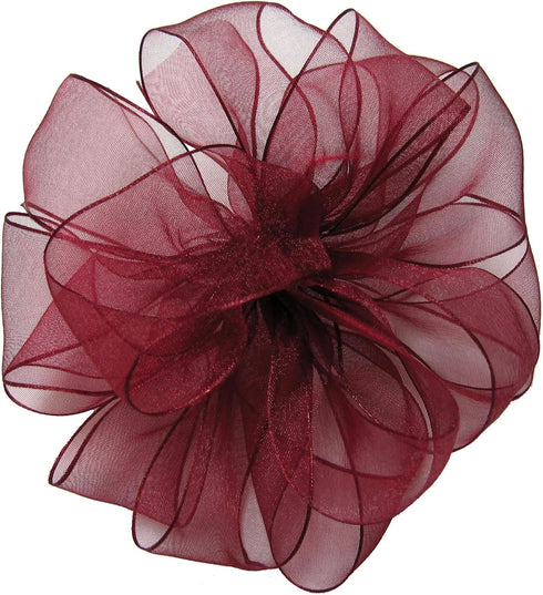 Offray Wired Edge Encore Sheer Craft Ribbon, 2-1/2-Inch Wide by 25-Yard Spool, Burgundy...