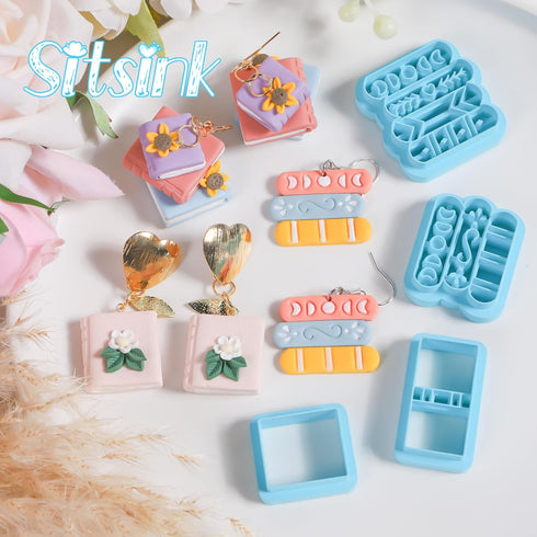 Books Polymer Clay Cutters - 6 Pcs Clay Cutters for Polymer Clay Jewelry, 3D Books Polymer Clay Jewelry Cutters, Miniature Books Clay Earring Cutt...