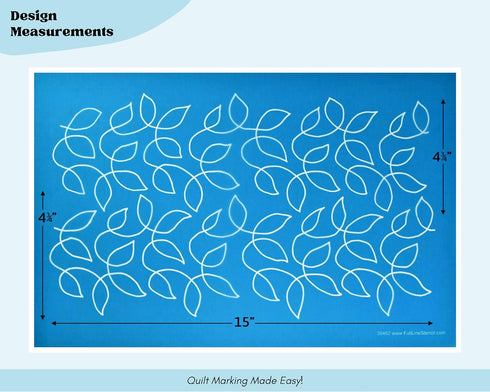 Large Meandering Leaves - Edge to Edge Stencil, Continuous Line Template for Free Motion Quilting, Domestic Machine Quilting, Hand Quilting, Long-...