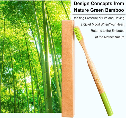 Bamboo Toothbrushes Hard Bristles for Adults 10 Pack, Wooden Toothbrush Family Set Natural Organic Tooth Brush (Multi-Color 20p)...