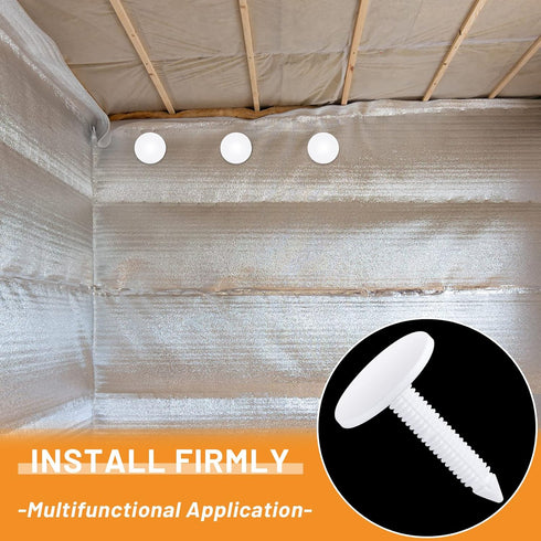 1 3/8 '' Vapor Barrier Christmas Tree Fasteners for Crawlspace Poly Liners Encapsulations Covers White Push Plastic Foam Board Fasteners (150 Pcs)...