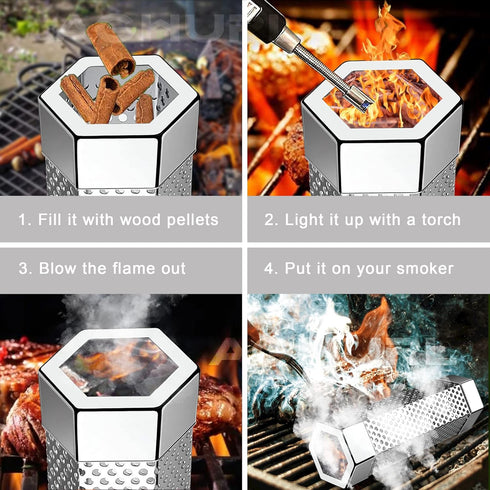 Smoke Tube, Premium 6 inches Stainless Steel Pellet Smoker Tube with Cleaning Brush for All Grill or Smoker, Hot or Cold Smoking...
