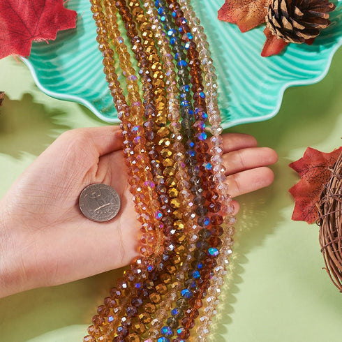 Beadthoven 520pcs 8mm Faceted Rondelle Glass Beads for Jewelry Making Tiny Crystal Beads Briolette Glass Beads Loose Spacers Strands for Jewelry M...