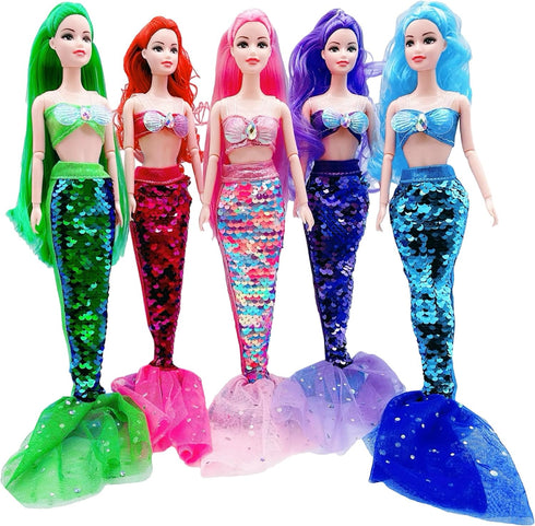 UNICORN ELEMENT 5 Pcs 11.5 Inch Girl Doll Mermaid Tail Clothes and Doll Accessories Mermaid Tail Summer Dress Swimsuit Bikini for 11.5 Inch Girl D...