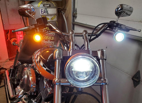 iJDMTOY 2-Inch White Halo/Amber Inner 1157 Front & Red Full LED Rear Turn Signal Light Bulbs Compatible with Harley Davidson Touring Electra Glide...