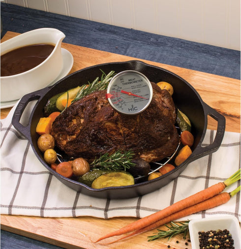 HIC Kitchen Roasting Meat Thermometer, Oven Safe, Large 3-Inch Easy-Read Face, Stainless Steel Stem and Housing...