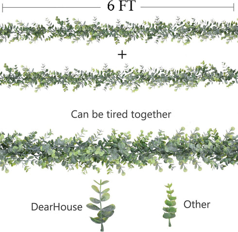 DearHouse Faux Eucalyptus Garland Plant, 2 Pack Artificial Vines Hanging Eucalyptus Leaves Greenery Garland for Wedding Backdrop Arch Wall Decor, ...