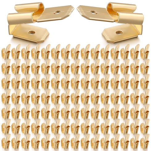 100 Pcs Piggyback Spade Connectors, 3 Way Adapter Dual Male to Single Female Brass Quick Disconnect Connectors Piggyback Terminals Crimp Terminals...