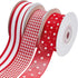 Fabric Ribbons Red and White Plaid Ribbon for Crafts, Grosgrain Striped Ribbon for Gift Wrapping, 1 Inch Organza Polka Dot Ribbon, 30 Yard...