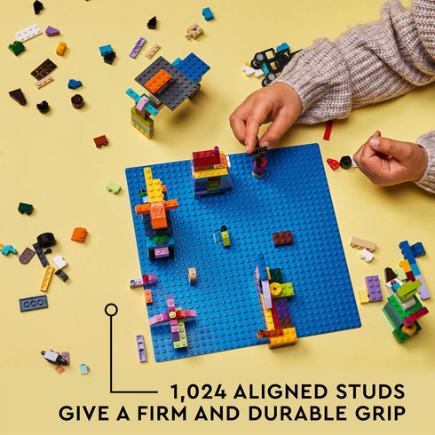 LEGO Classic Blue Baseplate Square 32x32 Stud Foundation to Build, Play, and Display Brick Creations, Great for Ocean and Water Landscapes, 11025...