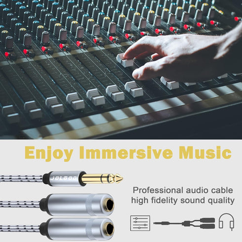 1/4 Splitter Adapter Cable 12 inches, 6.35mm Stereo Plug Male to Dual 6.35mm Jack Female Y Splitter Cable, 30cm / 12 inches...