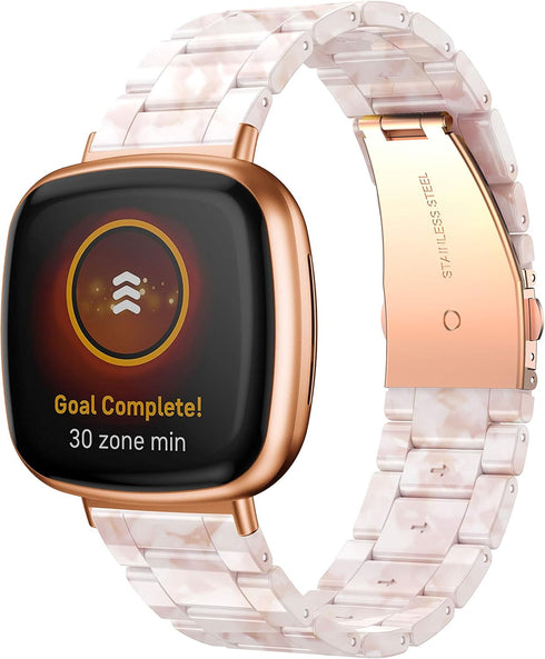 Compatible with Fitbit Versa 3/4, Sense Bands - Resin Watch Band - White - 21mm - Small to Medium - Fashion - Waterproof - Skin Friendly...