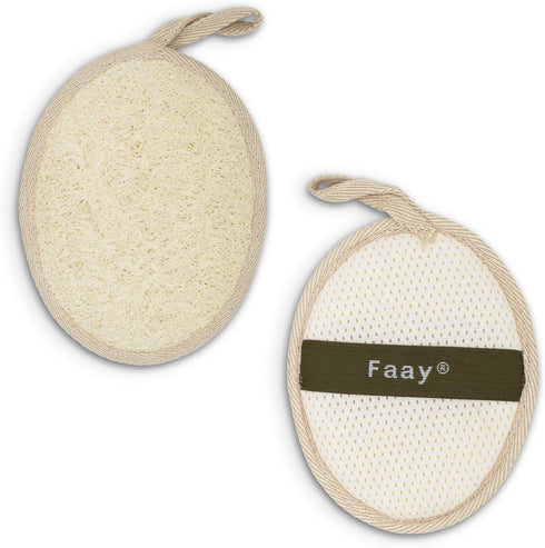 FAAY Soft Loofah Pad for Body Exfoliation - 2 counts (1 pack) Shower Luffa Sponge, Gentle and Effective Spa Treatment at Home | Prevents Ingrown H...