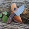 Hunting Knife with Leather Sheath 6-inches Full-tang Fixed Blade Tactical Handmade Damascus Knife, Ideal for Skinning, Outdoor Camping, Hiking, Hu...