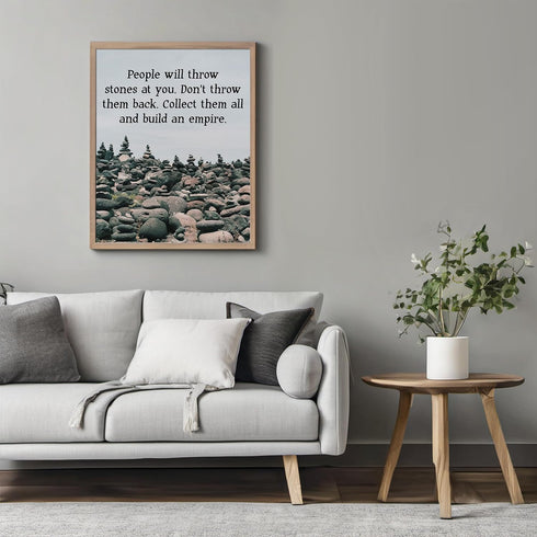 Posterizer 1 pcs-People Will Throw Stones at You-Motivational & Inspirational Art-Quotes- Gift for Men Women Entrepreneur Teens-Decor for Home & O...