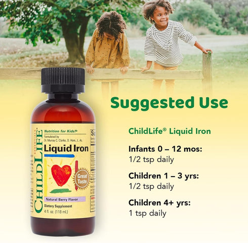ChildLife Essentials Liquid Iron - Iron Supplements for Kids, Supports Healthy Blood Function, All-Natural, Gluten-Free, Iron Drops for Infants - ...