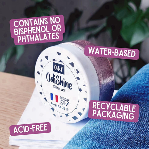 505 Odif OdiShine | Glitter Gel 65g | for Use On All Textile Fabrics, Paper, Wood, Cardboard and Canvas | BPA Free, Acid Free | Recyclable Packagi...