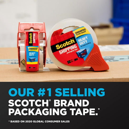 Scotch Heavy Duty Shipping and Moving Packing Tape, Clear, Packing and Moving Supplies, 1.88 in. x 22.2 yd., 3 Tape Rolls with Dispensers...