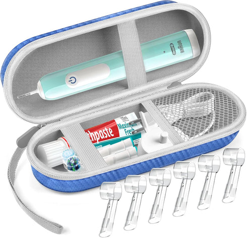 Electric Toothbrush Travel Case, Hard Storage Bag with Electric Toothbrush Caps...