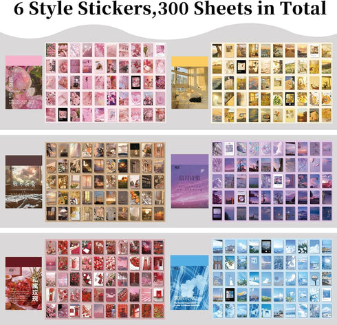 600 Pieces Washi Sticker Set, 12 Set Scrapbooking Diary Planner Album Diary Notebook, Scrapbooking Sticker Journaling Supplies for DIY Arts and Cr...