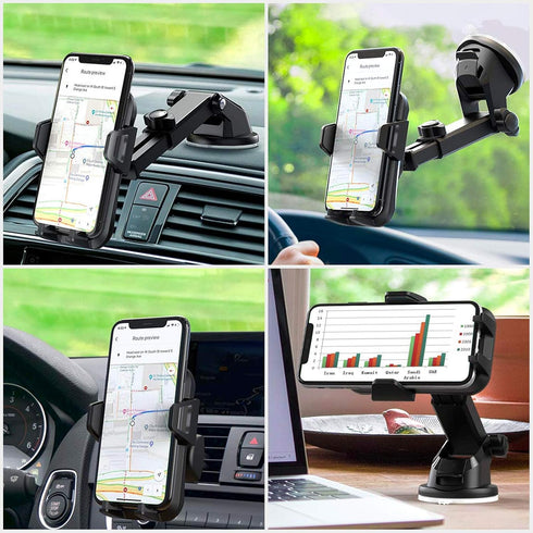 wipalor Universal Car Phone Holder Mount for Dashboard Windshield, Upgraded Air Vent Cell Phone Holder for Car, Long Arm Strong Suction Car Phone ...