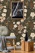 HAOKHOME 93276 Peel and Stick Wallpaper Floral Vintage Removable Rose Leaf Black/Brown/Beige Stick on Mural 17.7in x 6.6ft...