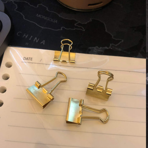 Gold Binder Clips Mini Metal Clamp 3/5" / 0.6-inch / 15-mm (Golden, 40-Count)...