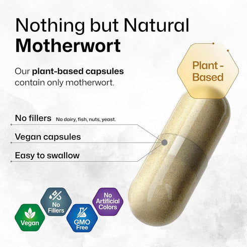 BIO KRAUTER Motherwort Capsules 1200 mg - 100 Count - Motherwort Herb Supplement - Promote Relaxation - Women’s Support Capsules...