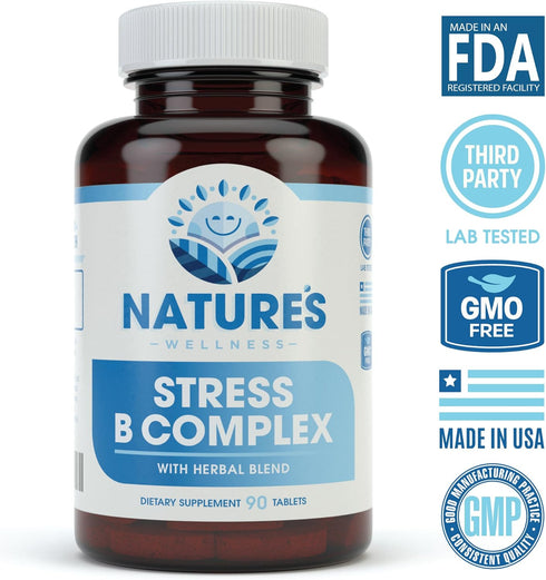 Vitamin B Complex Stress Relief | All Natural Mood Enhancer and Stress Support Supplement | Stress B Complex with Herbal Extract Blend Plus Vitami...