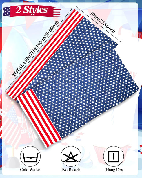 Tarpop 2 Pcs American Flag Patriotic Scarf Chiffon US Flag Scarf Long 4th of July Scarf Flag Shawl Independence Day(Bright Style)...