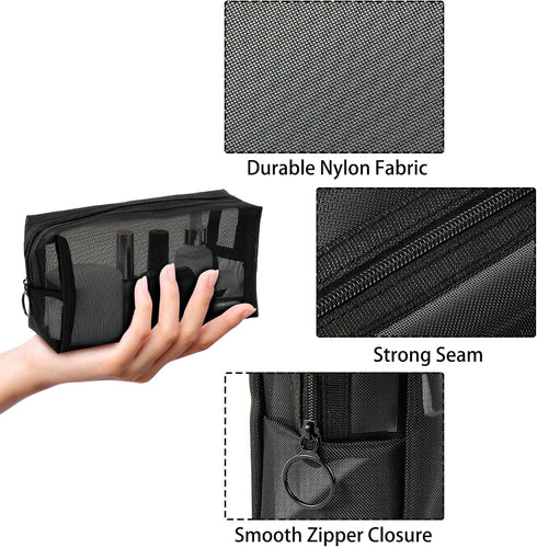 Mesh pouch,Mesh Cosmetic Bag Portable Makeup Pouch Travel Toiletry Bag for Makeup Organizer Home Office Travel Accessories,6 Pieces Mesh Makeup Ba...