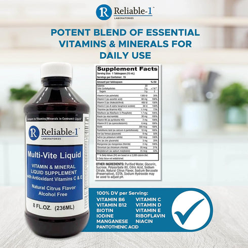 Multi-Vite Liquid Multivitamin for Adults Liquid Vitamins Antioxidant Supplement for Immunity, Metabolism and Energy Support | 8 FL.OZ....