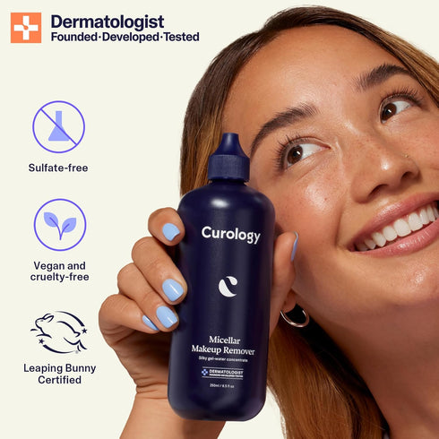 Curology Micellar Water Makeup Remover, Waterproof Eye and Face Make Up Cleansing Water, Gentle and Hydrating, Silky Gel-Water Concentrate, 8.5 fl...