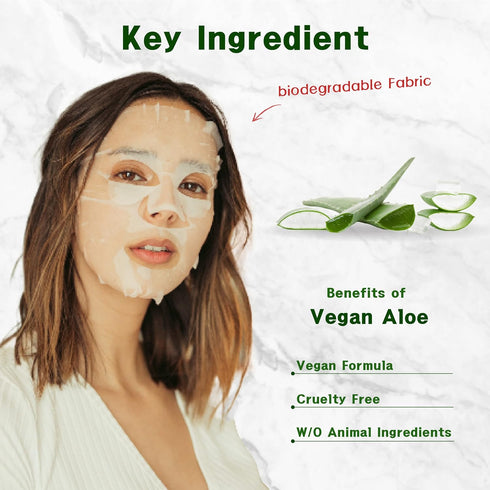 Purederm Vegan Aloe Sheet Masks (12 Packs) – Facial Sheet Mask for Soothing & Hydrating Treatment...