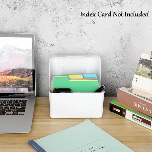 BTSKY 1 Pack 4 x 6 inch Index Card Box - Index Card Holder Notecard Box Recipe Card Box Plastic Storage Organizer for Filling Index Cards , Note c...