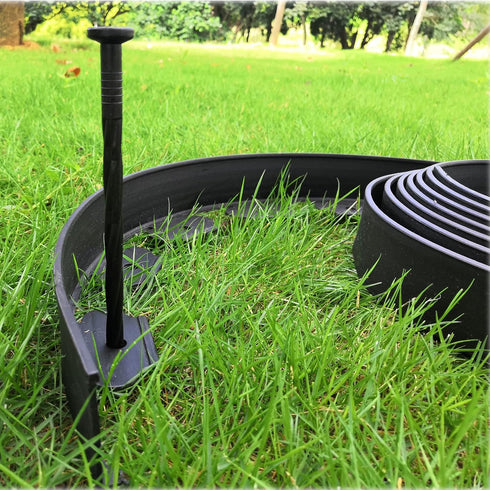 Landscape Edging,20ft Plastic No Dig Garden Edging with 20 Stakes,2 Inch Tall Lawn Edging for Lawn,Yard,Flower Gardens Edging Border (Black-20FT)...
