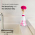 Vigar Dolls April Dish Brush with Ergonomic Handle and Dres-shaped Storage Holder - Scrub Brush for Pans, Pots, Kitchen Sink Cleaning, White, Pink...