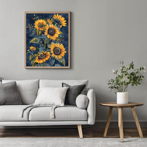 Posterizer 1 pcs-surreal yellow sunflowers-Floral & Botanical Art-Abstract & Modern Art-Decor for Home & Office- UNFRAMED Wall Art...