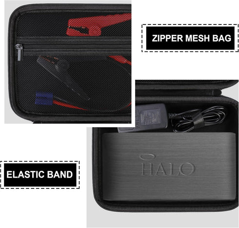 Hard Carrying Case for Halo Bolt 58830/44400/ 57720 mWh Portable Phone Laptop Charger Car Jump Starter, Power Bank Storage Holder with Zipper Mesh...