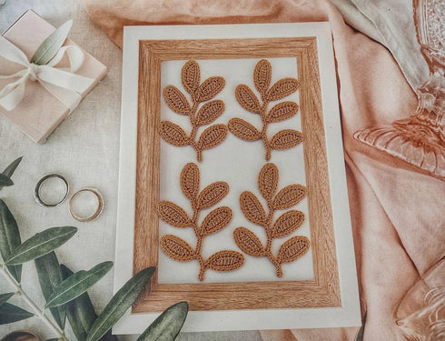 HukDok Handmade Crocheted Leaves Artificial for Decoration Embellishment Scrapbook Craft Card Supplies DIY Flowers Cotton Yarn Applique Flower Lea...